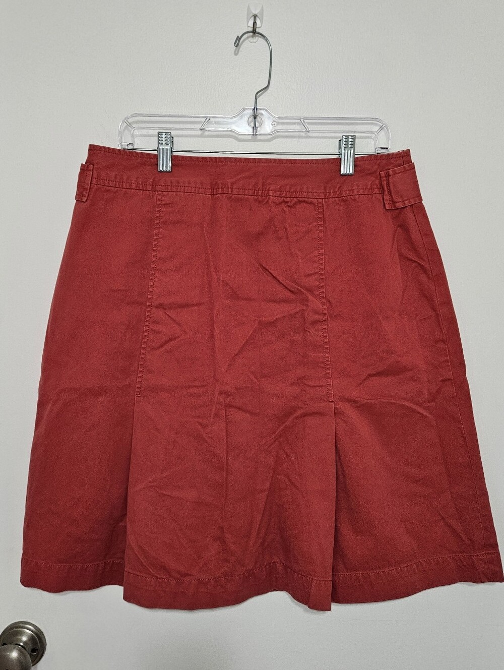 J. Jill Crimson Red A-Line Skirt with Button Tabs Size 12 - Picture 2 of 4